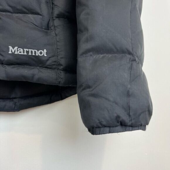 Vintage Marmot Women’s Small Puffer Jacket Goose Down Black 650 Fill Ski Snow - Picture 13 of 14